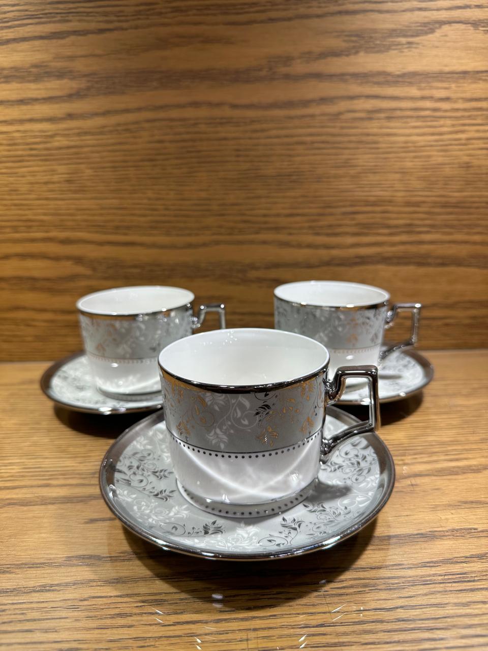 Fine Bone China Cup with Gifts Set and Royal Coffee Mug Tea Set of 6 Cup and Plate Small