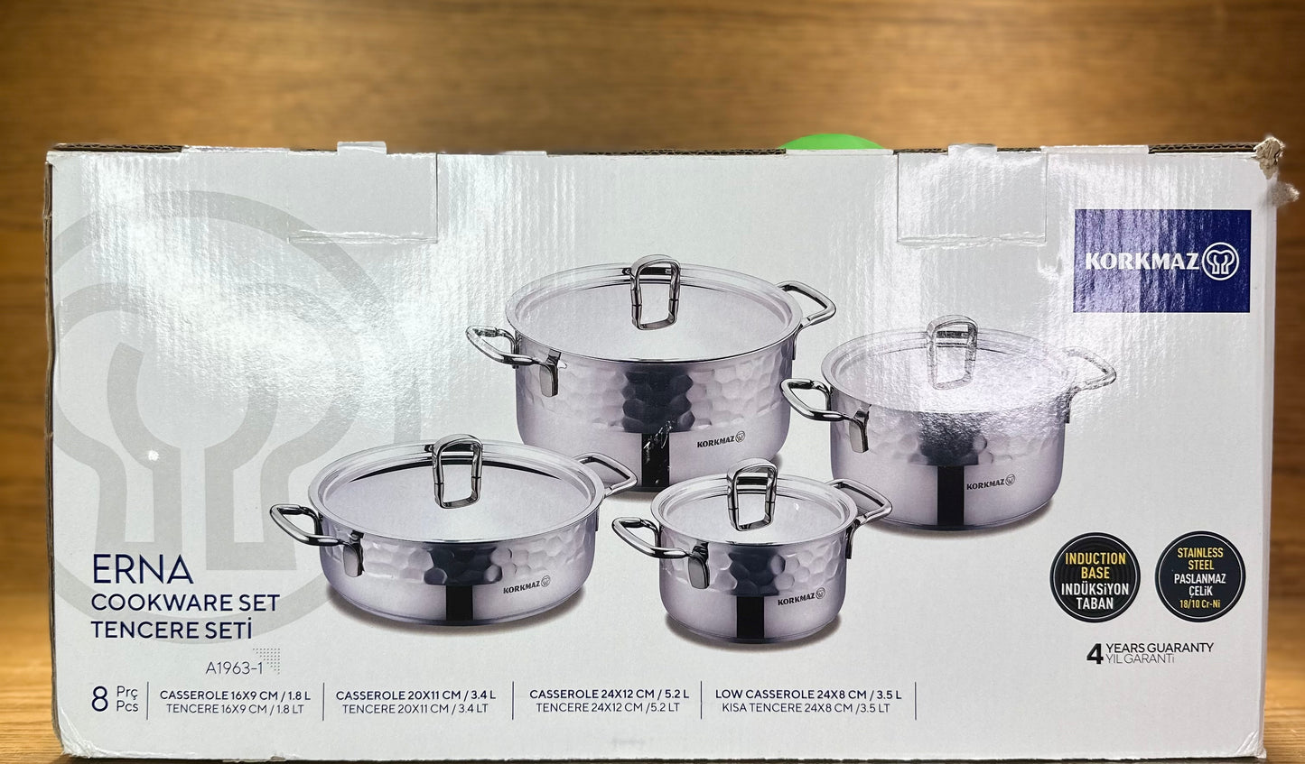 KORKMAZ ERNA Cookware Set Inox 8 Pcs - TDL HOUSEHOLD