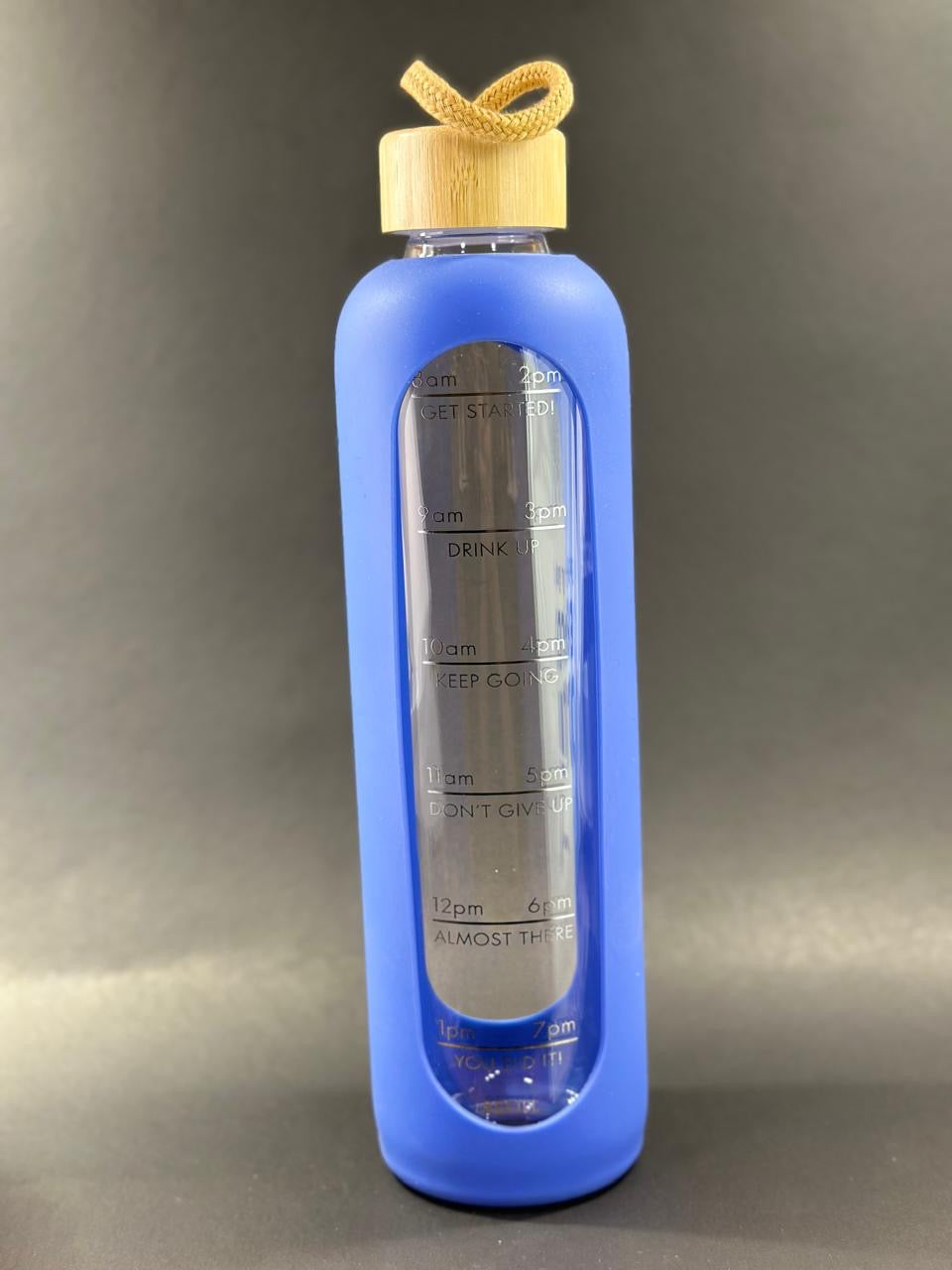 Motivational Time-Marked Glass Water Bottle