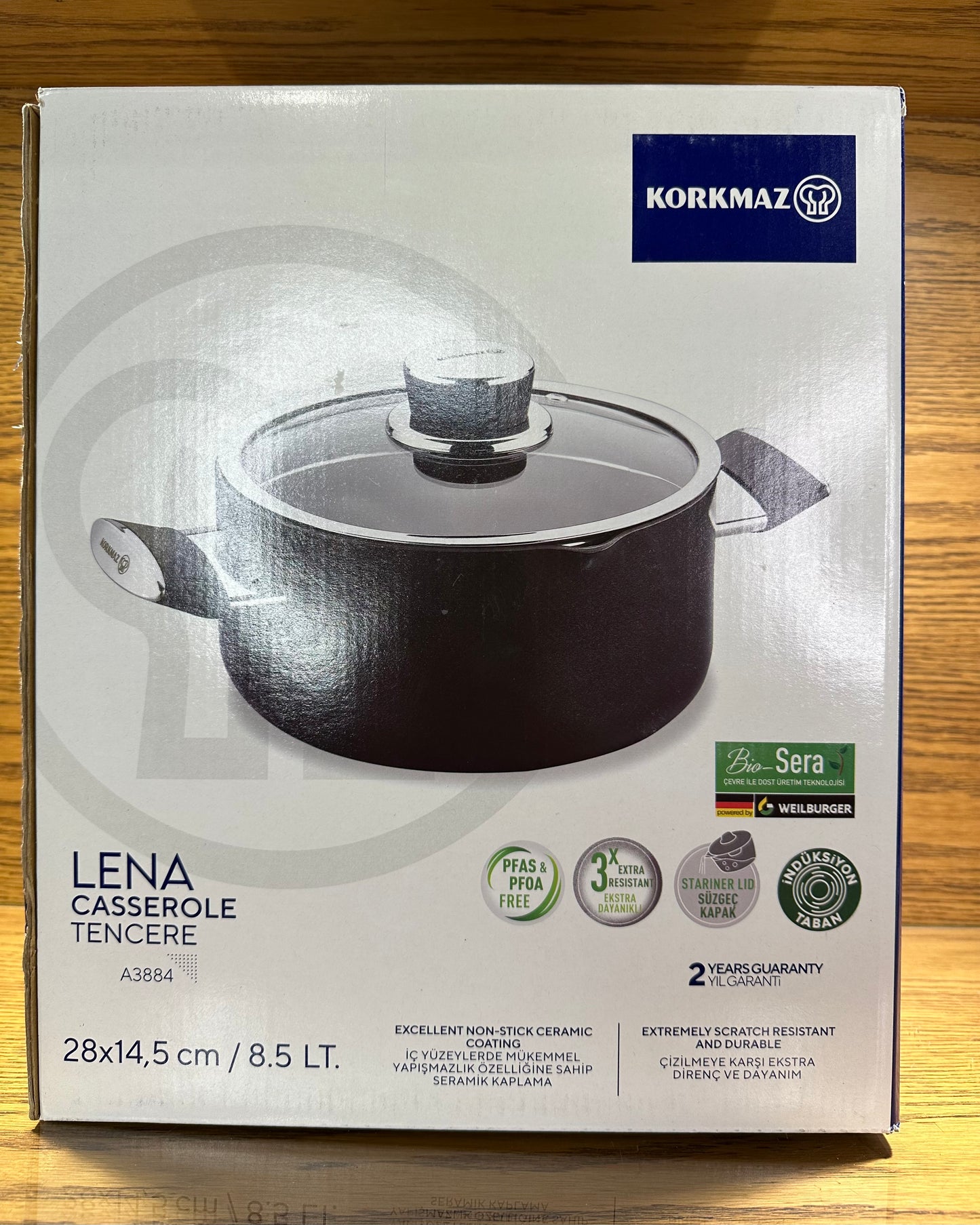 KORKMAZ LENA Ceramic Coating Casserole 28 x 14.5cm - TDL HOUSEHOLD