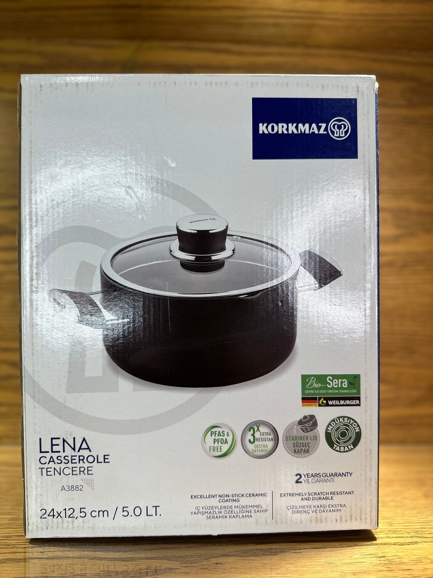 KORKMAZ LENA Ceramic Coating Casserole 24 x 12.5 cm - TDL HOUSEHOLD