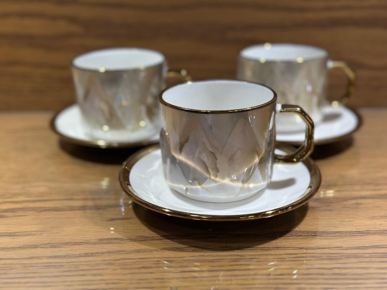 Fine Bone China Cup with Gifts Set and Royal Coffee Mug Tea Set of 6 Cup and Plate Small