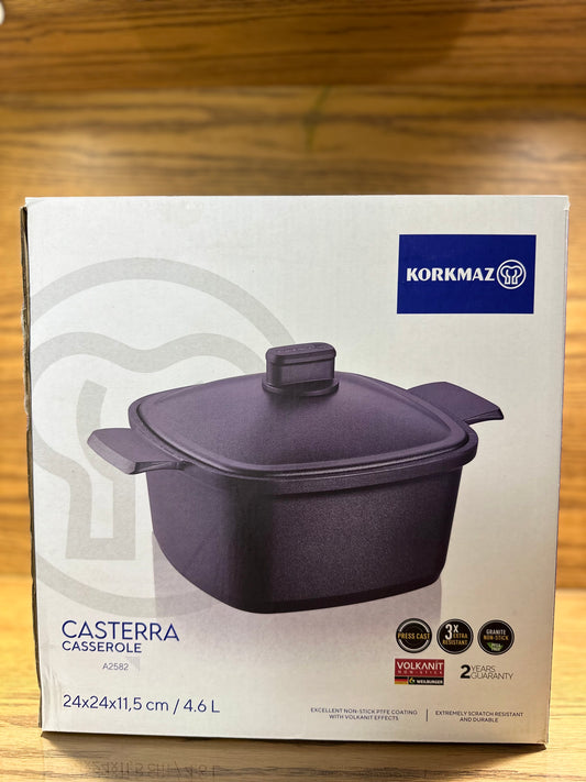 KORKMAZ Square Cast Iron Casserole 24 x 24 x 11.5 cm “Casterra” - TDL HOUSEHOLD