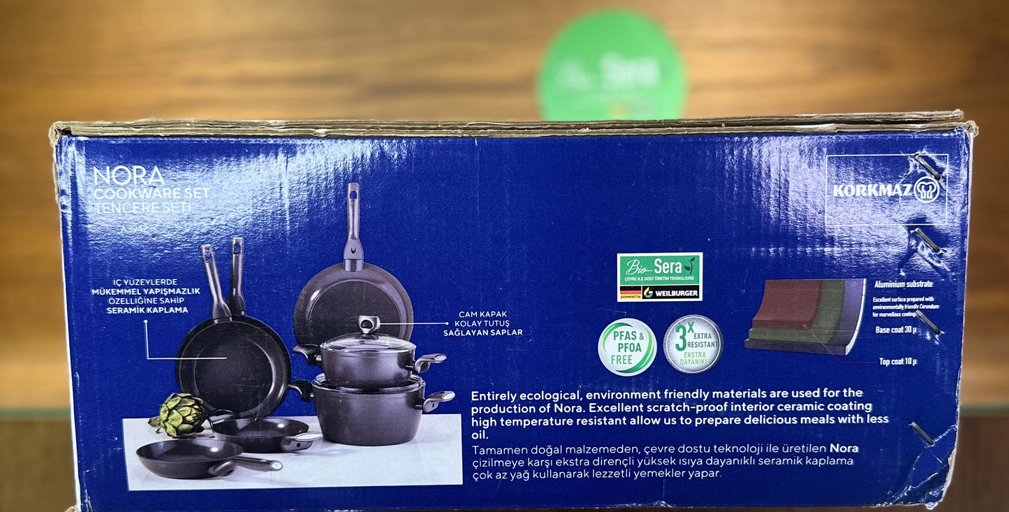 KORKMAZ NORA Ceramic Cookware Set 7 Pcs - TDL HOUSEHOLD