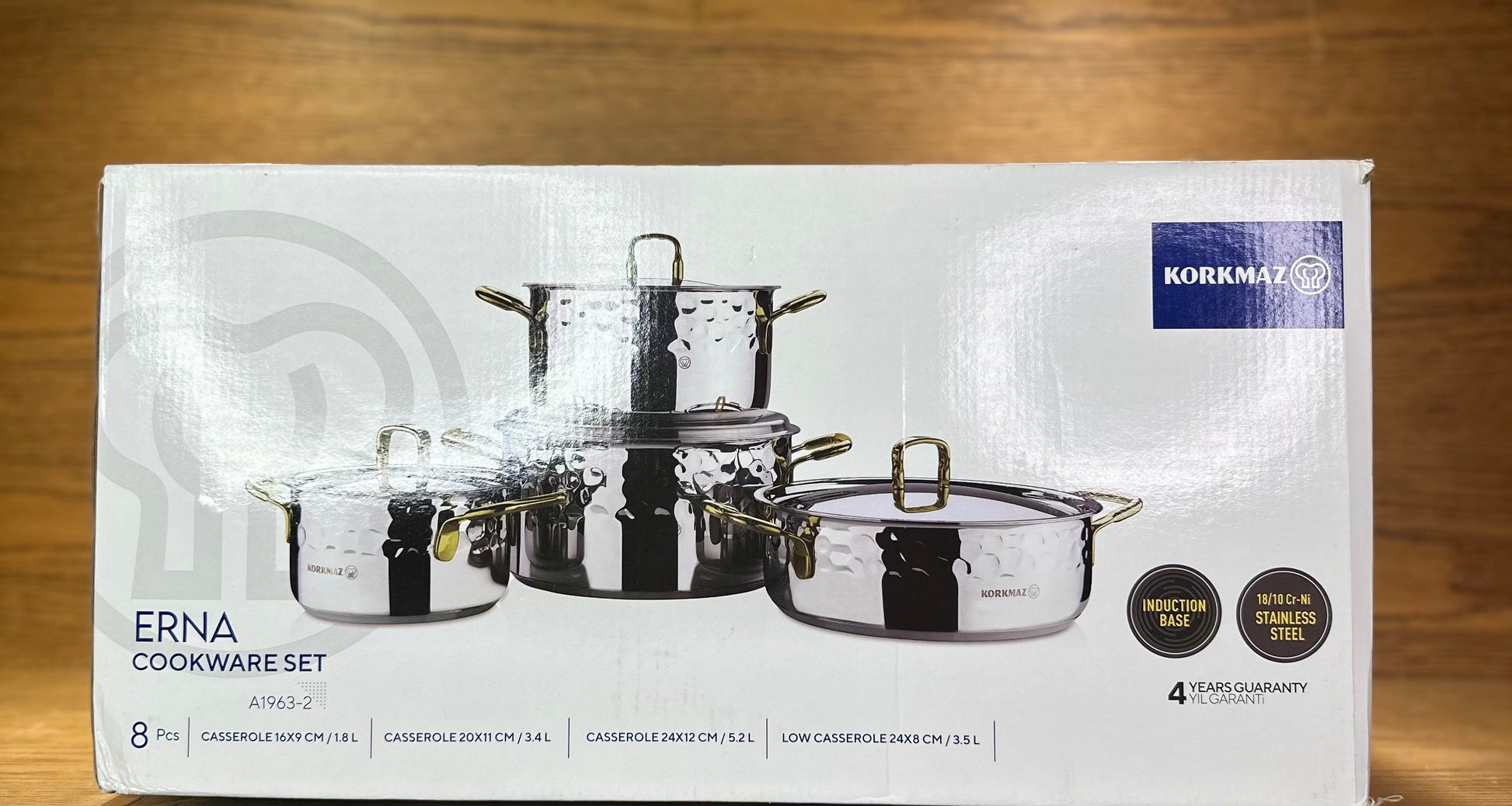 KORKMAZ ERNA Cookware Set Gold 8 Pcs - TDL HOUSEHOLD