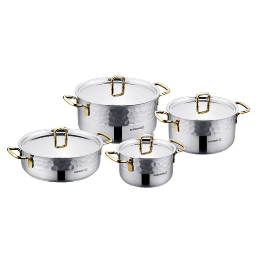 KORKMAZ ERNA Cookware Set Gold 8 Pcs - TDL HOUSEHOLD
