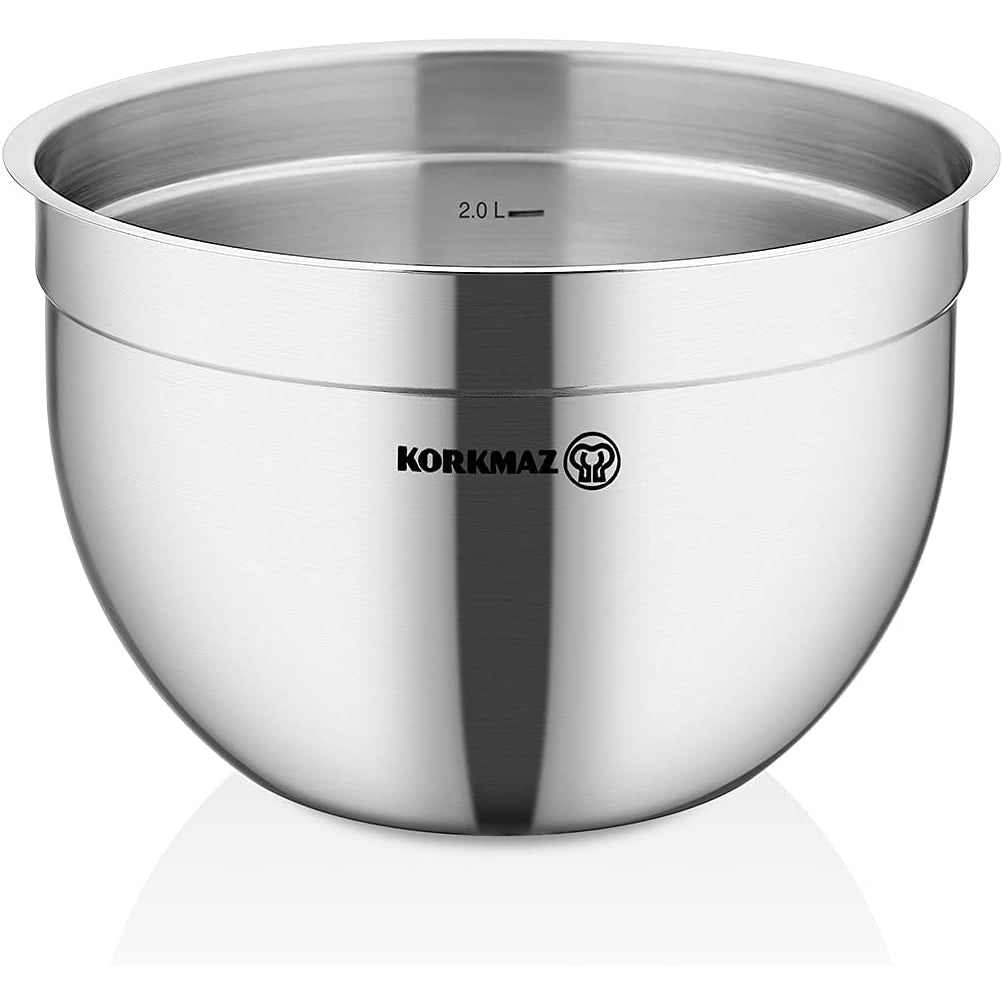 KORKMAZ Food Preparation Mixing Bowl 24 x 15 cm (Satin) “Proline Gastro” - TDL HOUSEHOLD