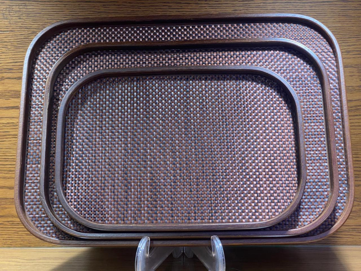 Wooden Serving Tray With Jute Matting - TDL HOUSEHOLD