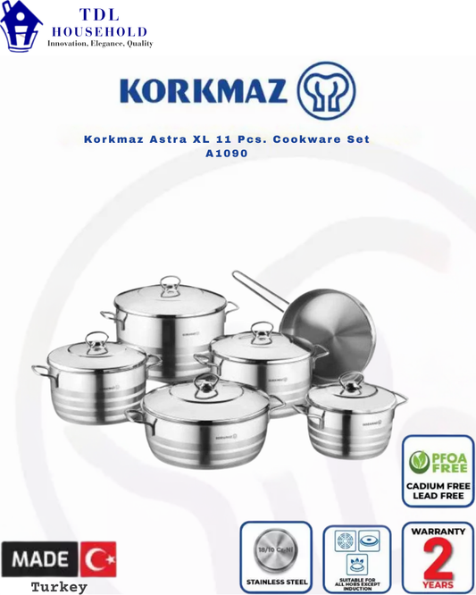 KORKMAZ ASTRA XL Cookware Set 11 Pcs