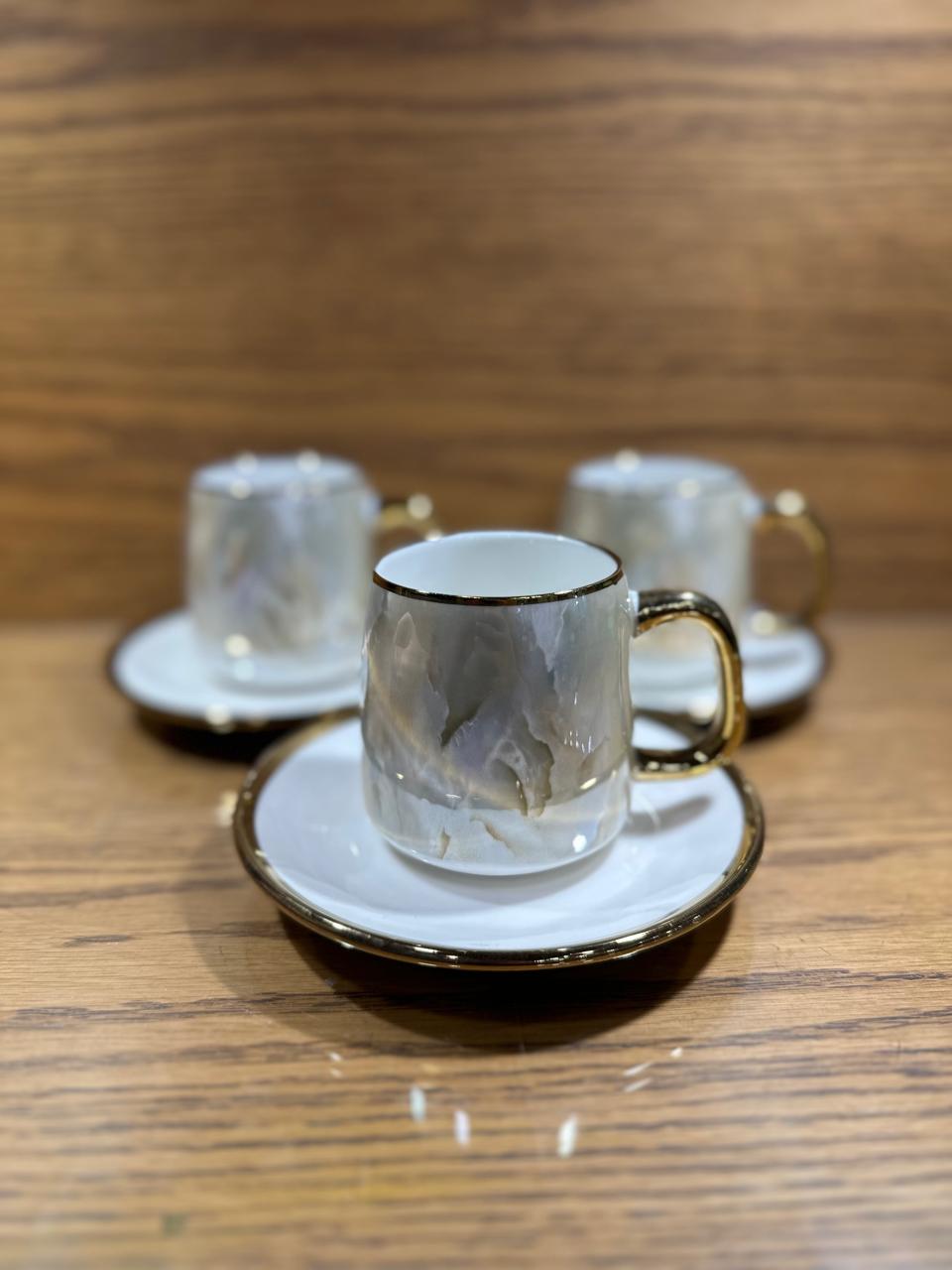 Fine Bone China Cup with Gifts Set and Royal Coffee Mug Tea Set of 6 Cup and Plate Small