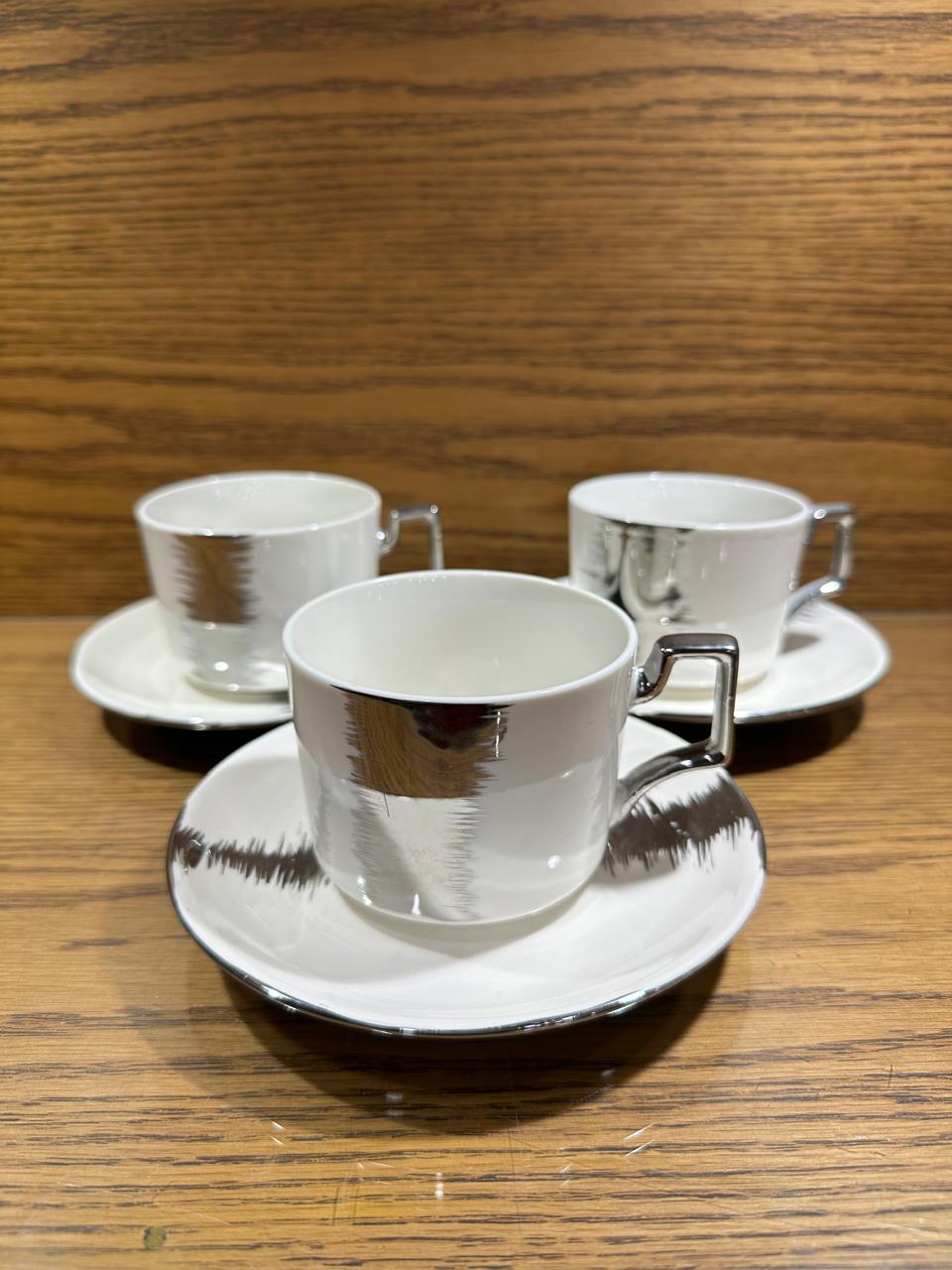 Fine Bone China Cup with Gifts Set and Royal Coffee Mug Tea Set of 6 Cup and Plate Small