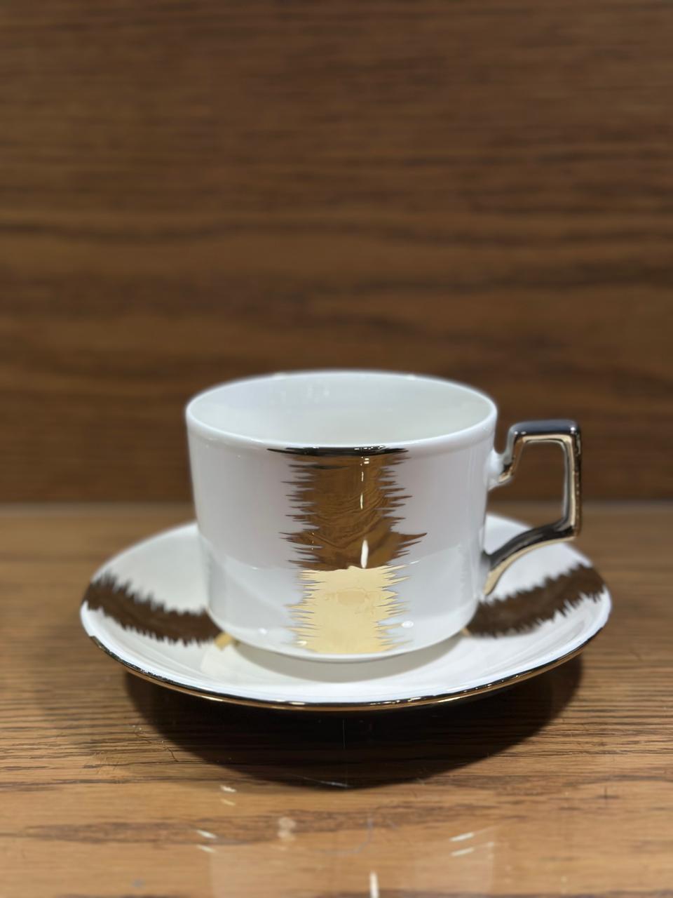 Fine Bone China Cup with Gifts Set and Royal Coffee Mug Tea Set of 6 Cup and Plate Small