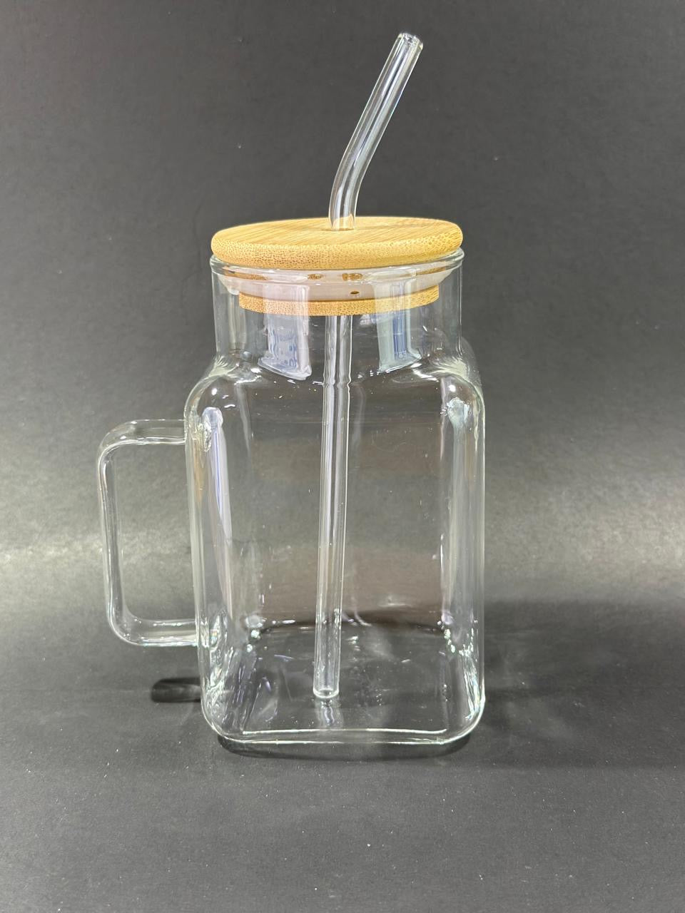 ICE TEA GLASS CLEAR WITH STRAW BIG WITH LID