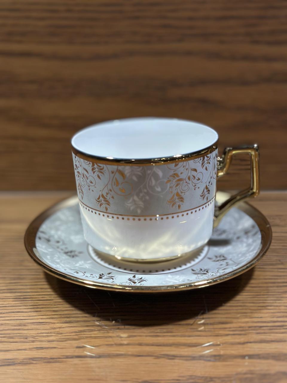 Fine Bone China Cup with Gifts Set and Royal Coffee Mug Tea Set of 6 Cup and Plate Small