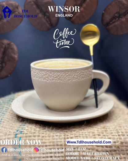 Winsor Stonecraft Cup&Saucer 6 Pcs Set - TDL HOUSEHOLD