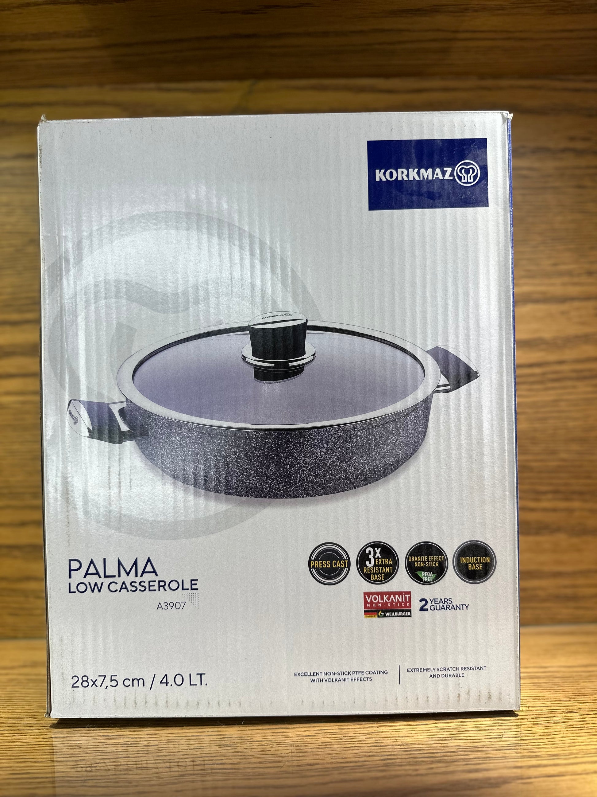 KORKMAZ PALMA Low Casserole 28 x 7.5 cm (4 L) - TDL HOUSEHOLD