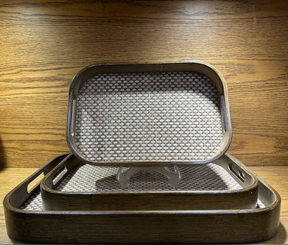 Wooden  Serving Tray With Jute Matting