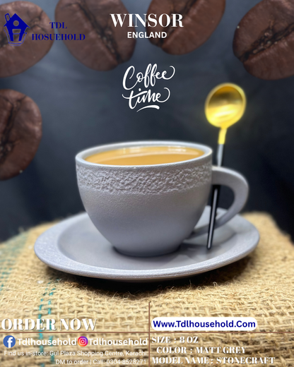 Winsor Stonecraft Cup&Saucer 6 Pcs Set - TDL HOUSEHOLD