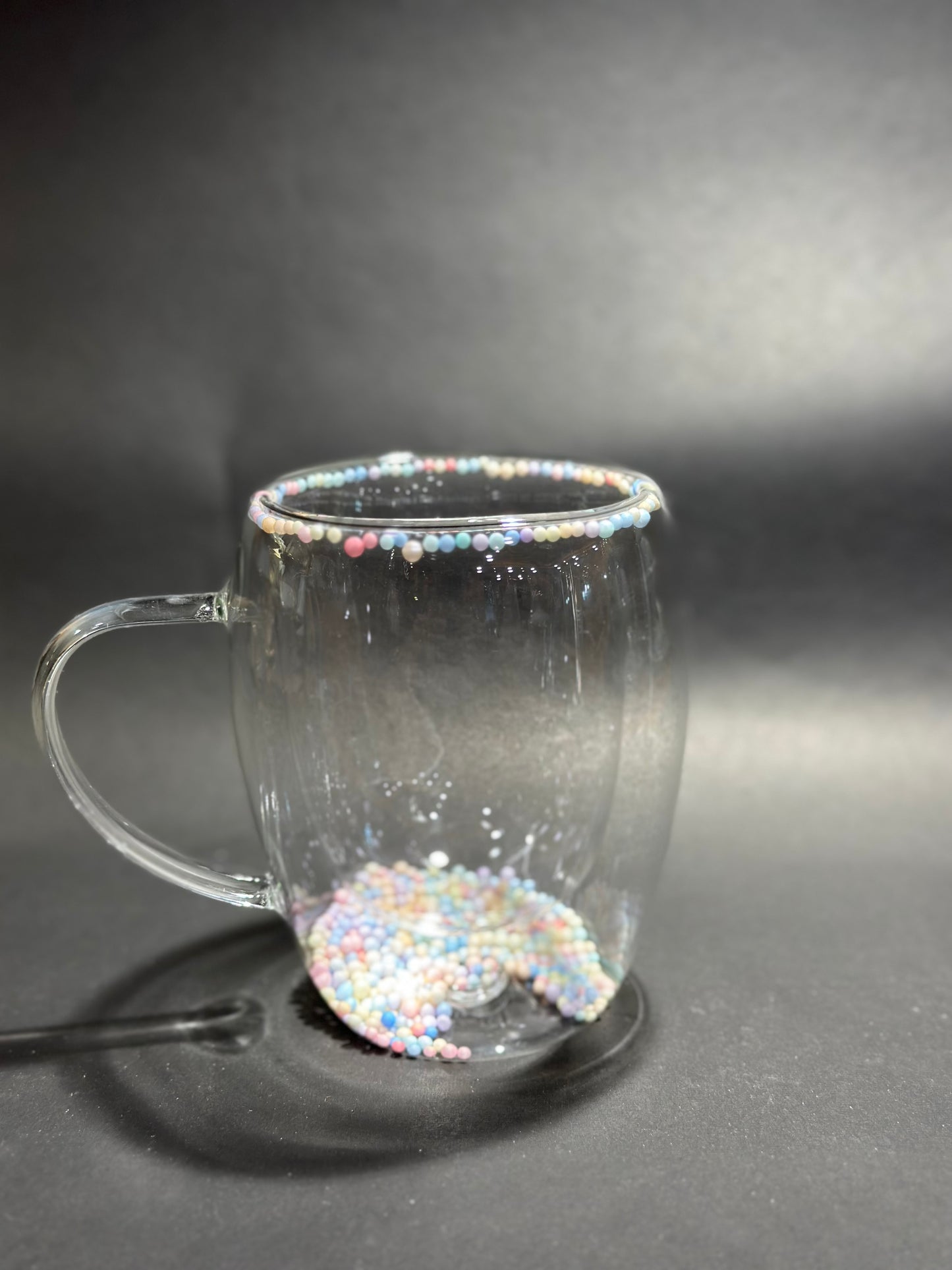 DOUBLE WALL GLASS COFFEE MUGS  FLOWER PATTER 350 ML