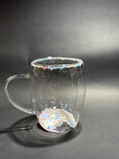 DOUBLE WALL GLASS COFFEE MUGS  FLOWER PATTER 350 ML - TDL HOUSEHOLD