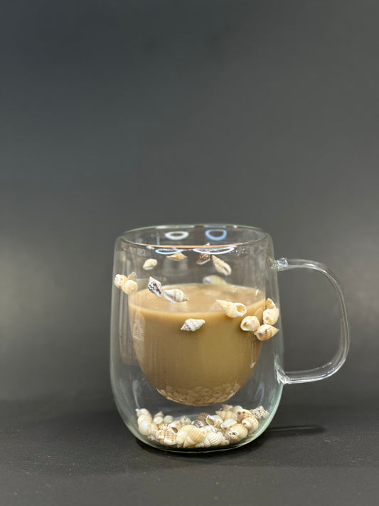 DOUBLE WALL GLASS COFFEE MUGS  FLOWER PATTER 350 ML