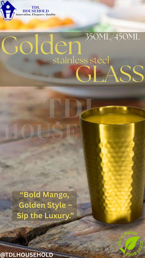 Hammered Texture/Plain Golden Glass - TDL HOUSEHOLD