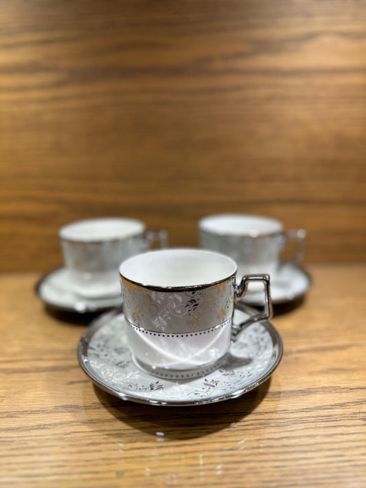 Fine Bone China Cup with Gifts Set and Royal Coffee Mug Tea Set of 6 Cup and Plate Small