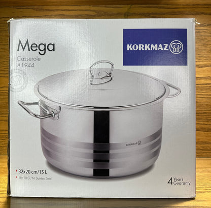 KORKMAZ MEGA Casserole 32 x 20 cm (15 Liters) - TDL HOUSEHOLD