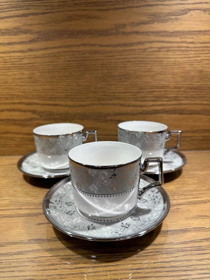 Fine Bone China Cup with Gifts Set and Royal Coffee Mug Tea Set of 6 Cup and Plate Small