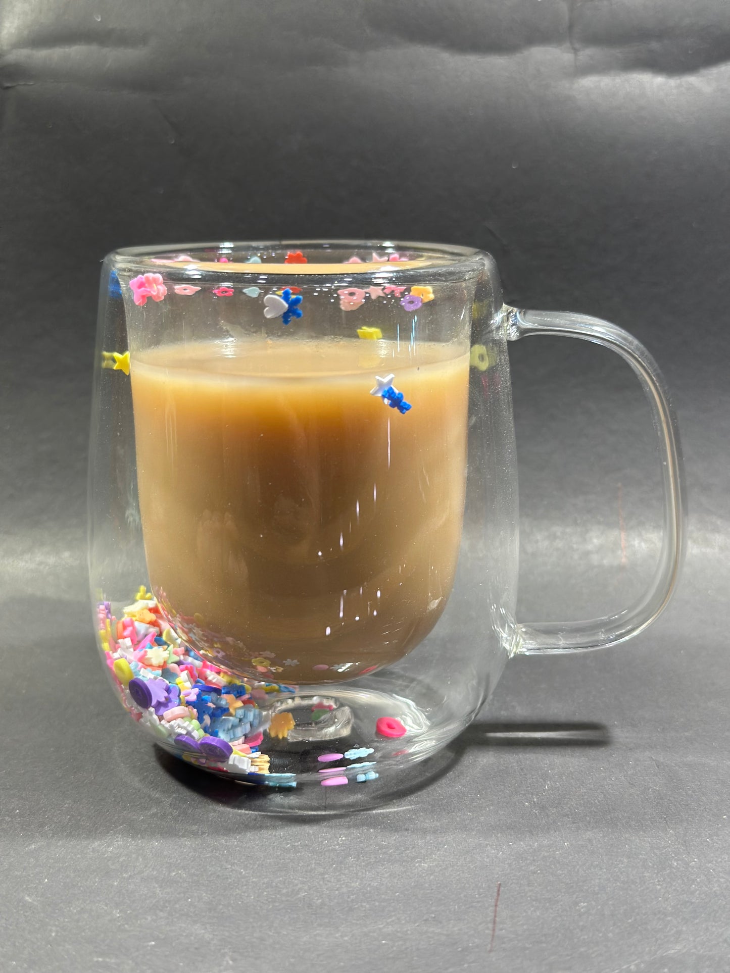 DOUBLE WALL GLASS COFFEE MUGS  FLOWER PATTER 350 ML