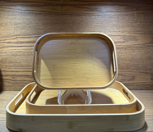 Wooden Bamboo Serving Tray With Handles