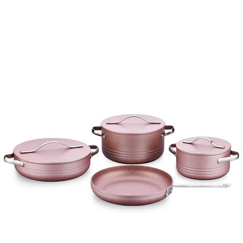 Korkmaz Linea Plus Vanilla 7-Piece Granite Cookware Set - TDL HOUSEHOLD