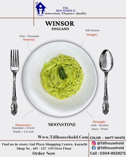 WINSOR MOONSTONE DEEP PLATE 8X5 INCH