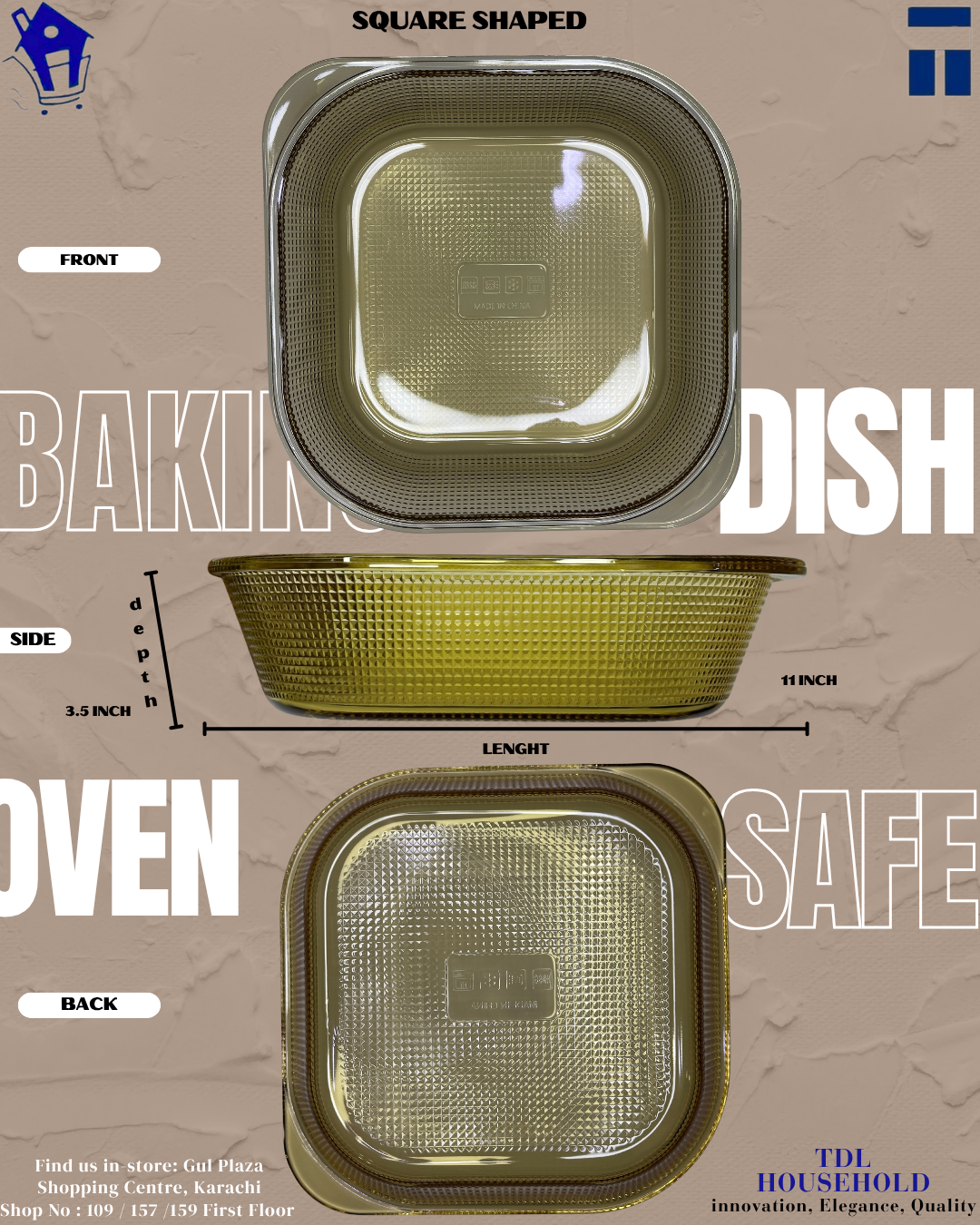 Amber Glass Baking Dish