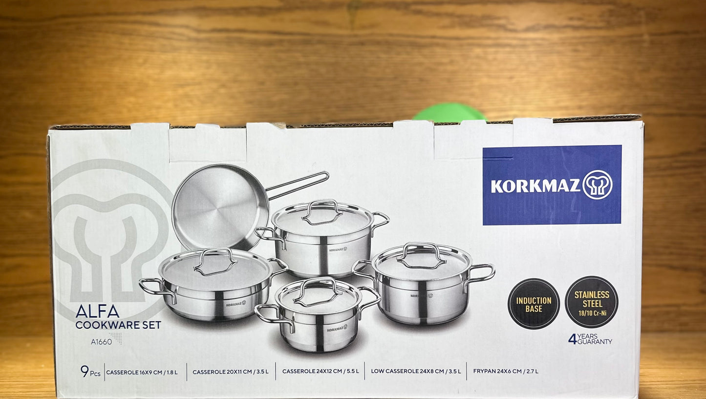 KORKMAZ ALFA 9 Pieces Cookware Set - TDL HOUSEHOLD