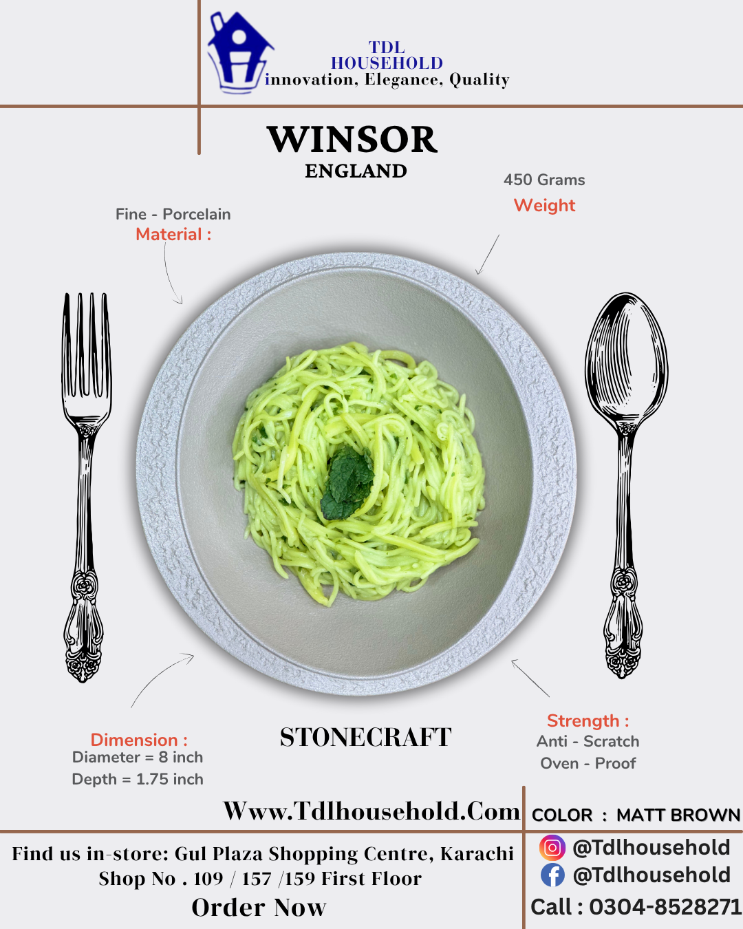 WINSOR STONECRAFT DEEP PLATE 8X5 INCH