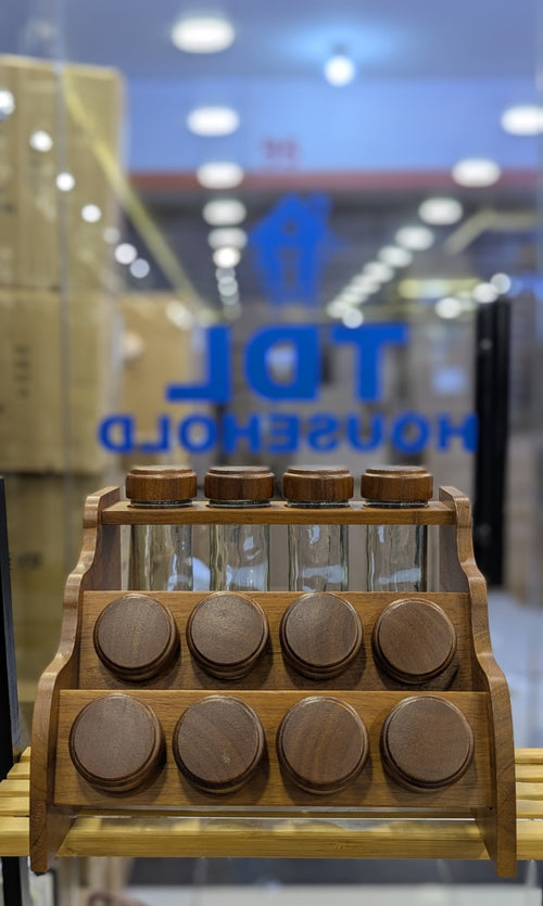 Compact revolving wooden spice rack