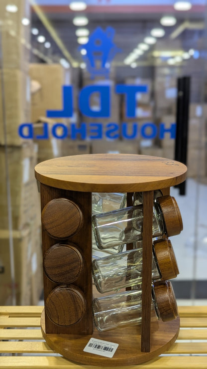 Tiered wooden spice rack