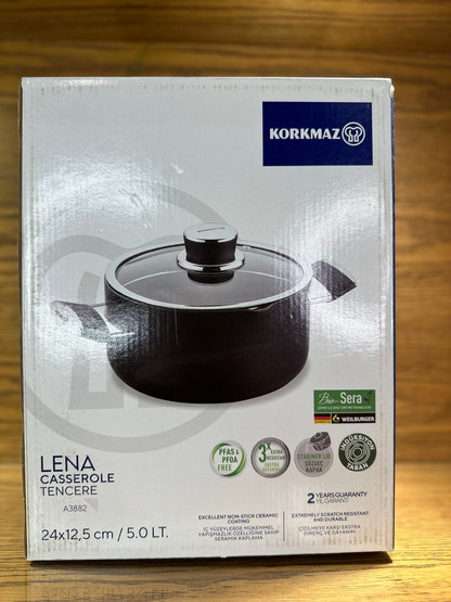 KORKMAZ LENA Ceramic Coating Casserole 24 x 12.5 cm - TDL HOUSEHOLD