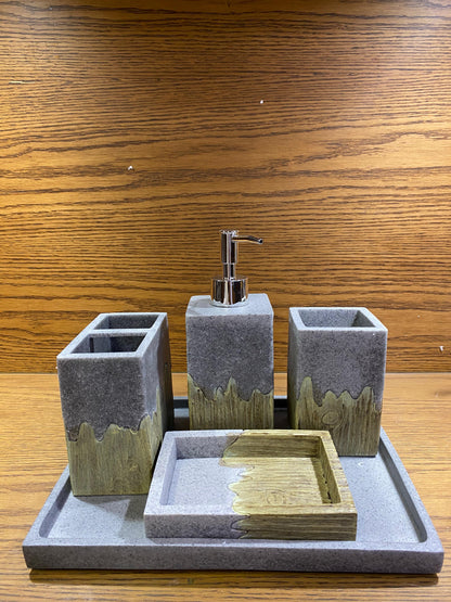 FIBER BATHROOM  SET WITH  TRAY