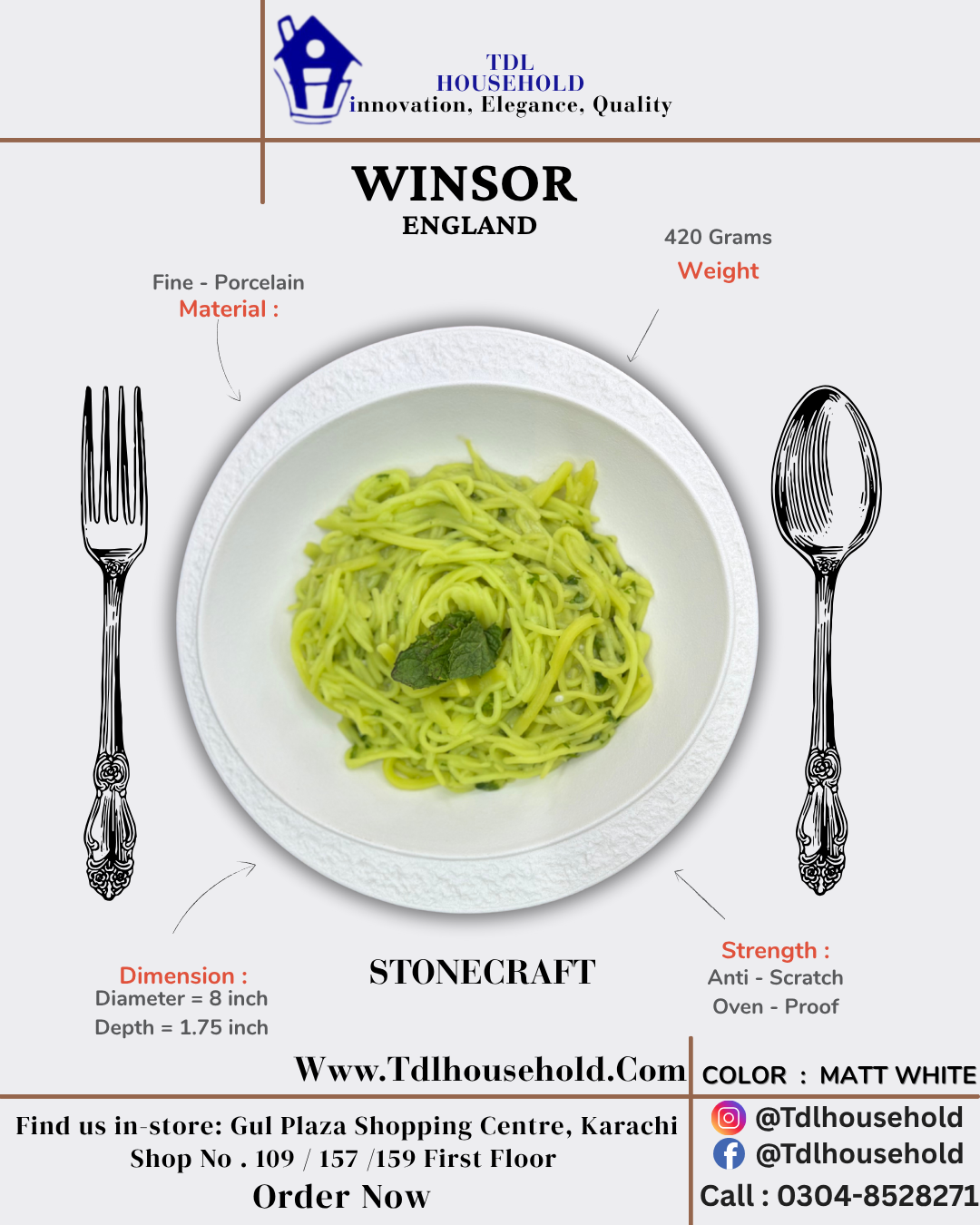 WINSOR STONECRAFT DEEP PLATE 8X5 INCH
