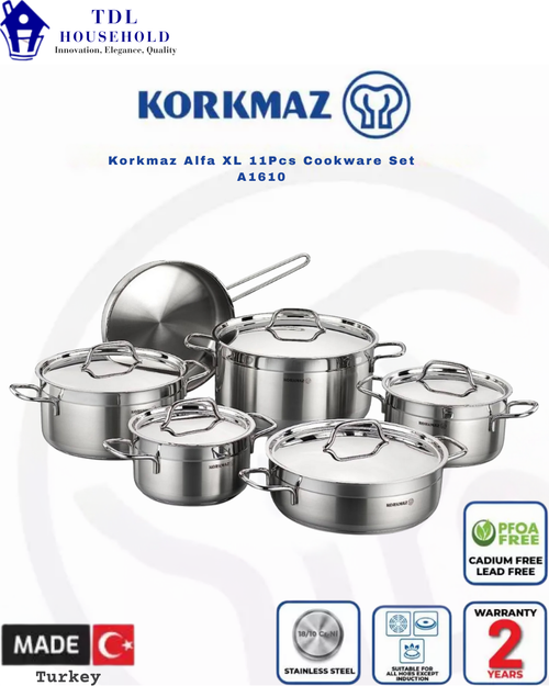 KORKMAZ ALFA XL Cookware Set 11 Pcs - TDL HOUSEHOLD