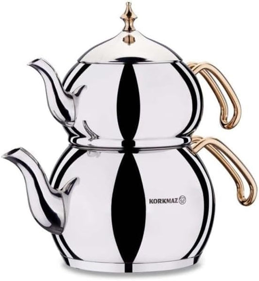 Korkmaz Hanedan Gold Turkish Teapot Set