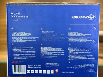 KORKMAZ ALFA 9 Pieces Cookware Set - TDL HOUSEHOLD