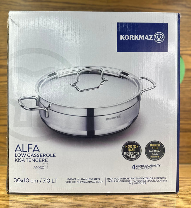 KORKMAZ ALFA Low Casserole 30 x 10 cm  7.0 LTR