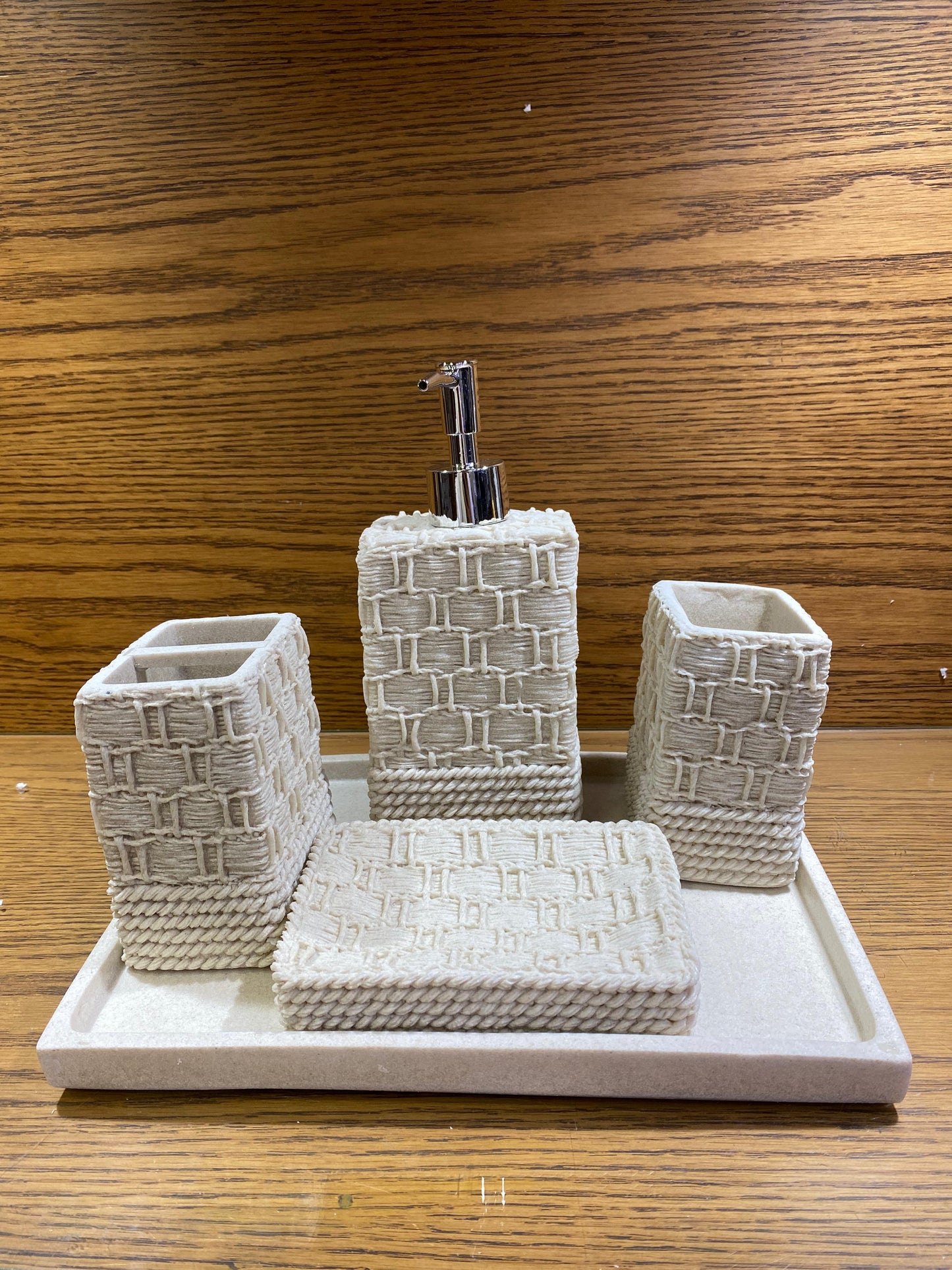 FIBER BATHROOM  SET WITH  TRAY