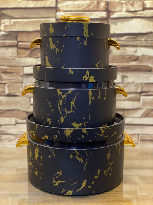 HOTPOT SET EXCLUSIVE  3 PCS SET BLACK   MARBLE - TDL HOUSEHOLD