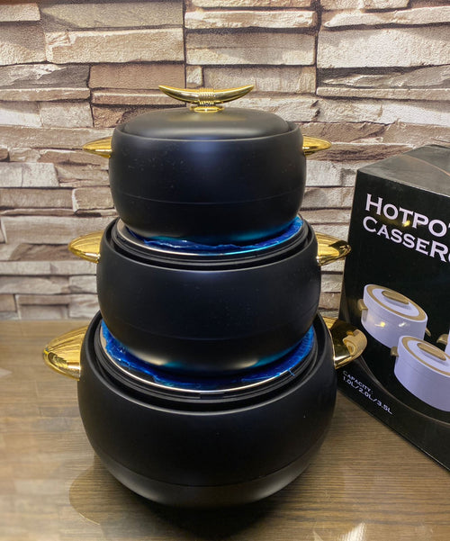 HOTPOT SET EXCLUSIVE 3 PCS SET BLACK  PLAIN - TDL HOUSEHOLD