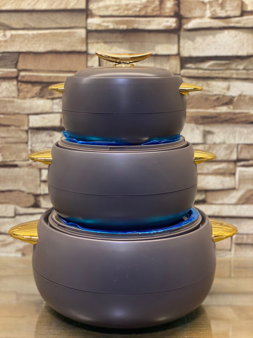 HOTPOT SET EXCLUSIVE 3 PCS SET BROWN  PLAIN - TDL HOUSEHOLD