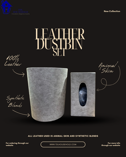 Elegant Faux Leather Tissue & Dustbin Set